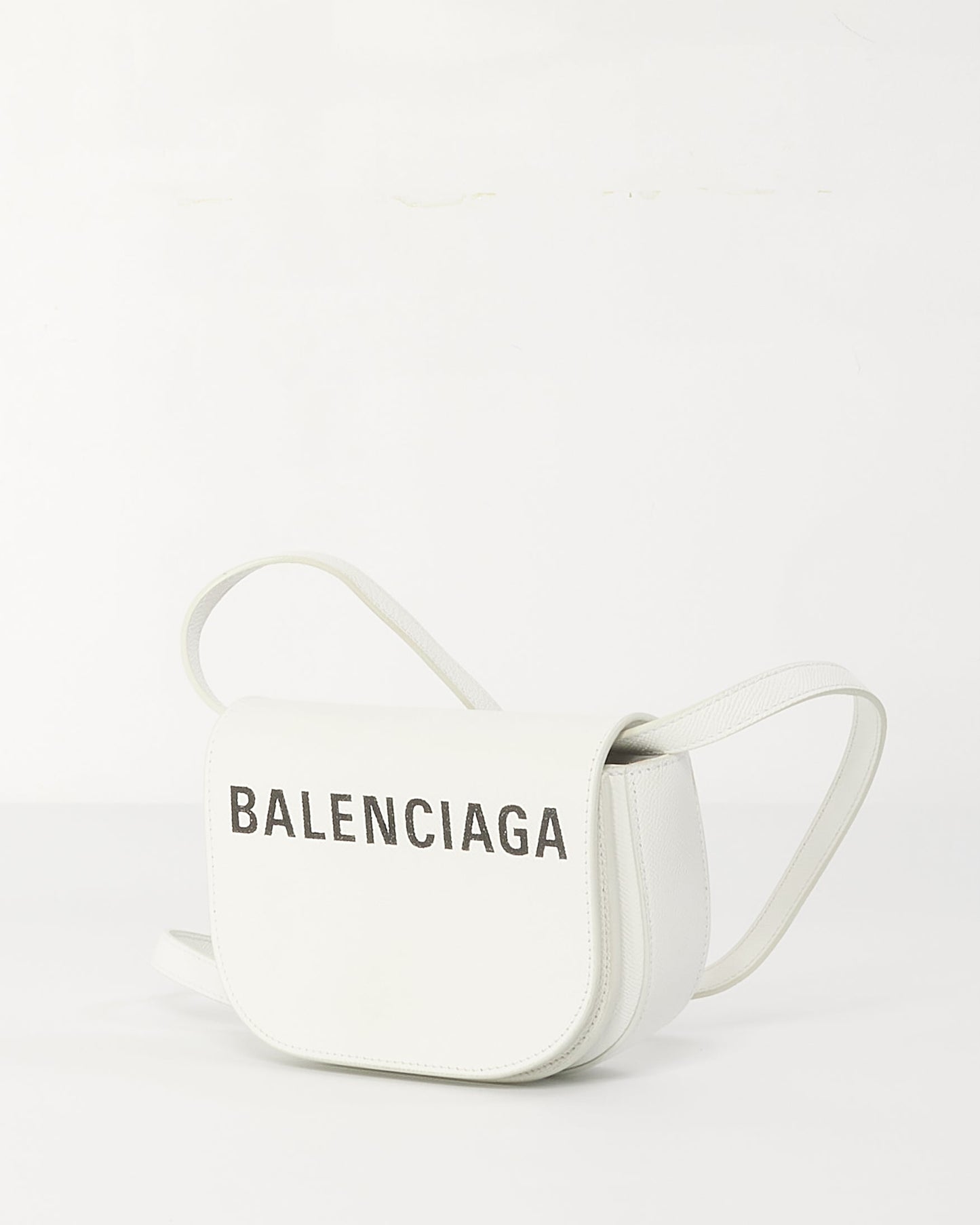 Balenciaga White Leather XS Logo Ville Day Crossbody Bag