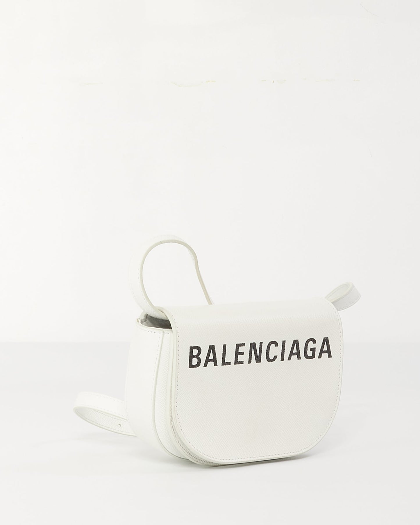 Balenciaga White Leather XS Logo Ville Day Crossbody Bag