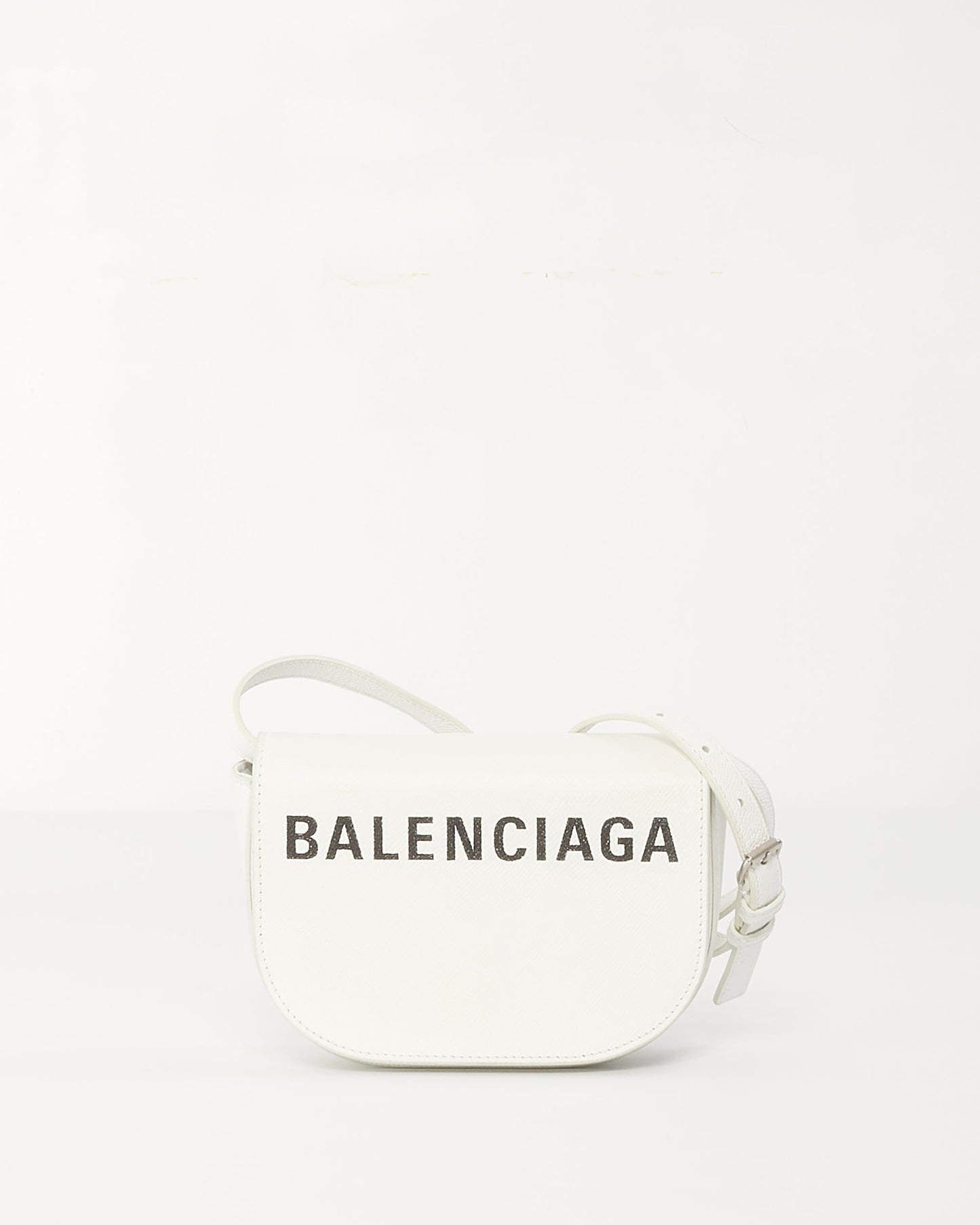 Balenciaga White Leather XS Logo Ville Day Crossbody Bag
