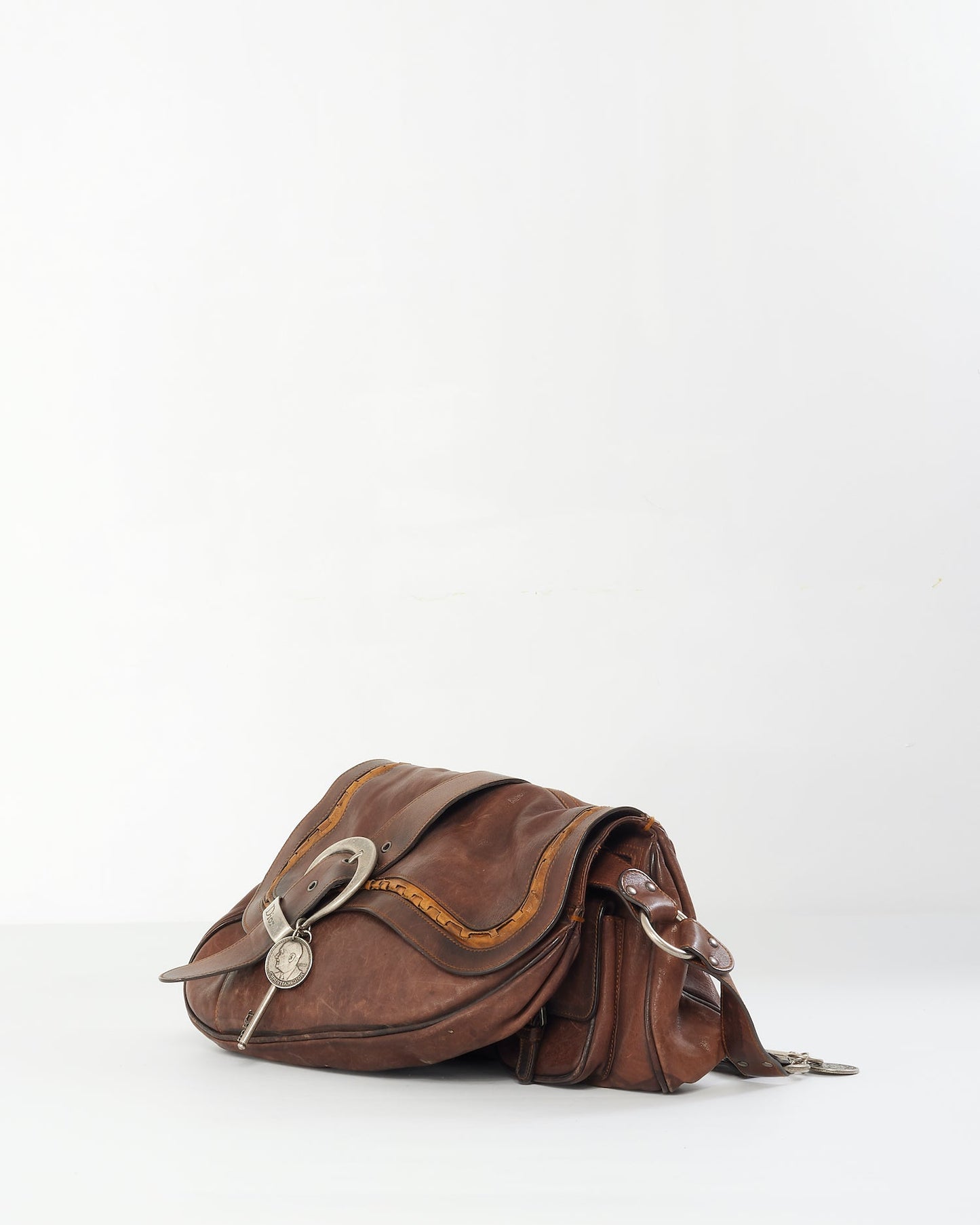 Dior Brown Leather Double Saddle Gaucho Shoulder Bag