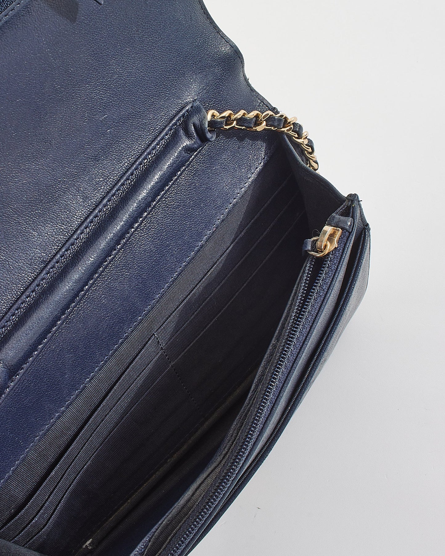 Chanel Navy Leather Mademoiselle Flap Wallet on Chain Bag