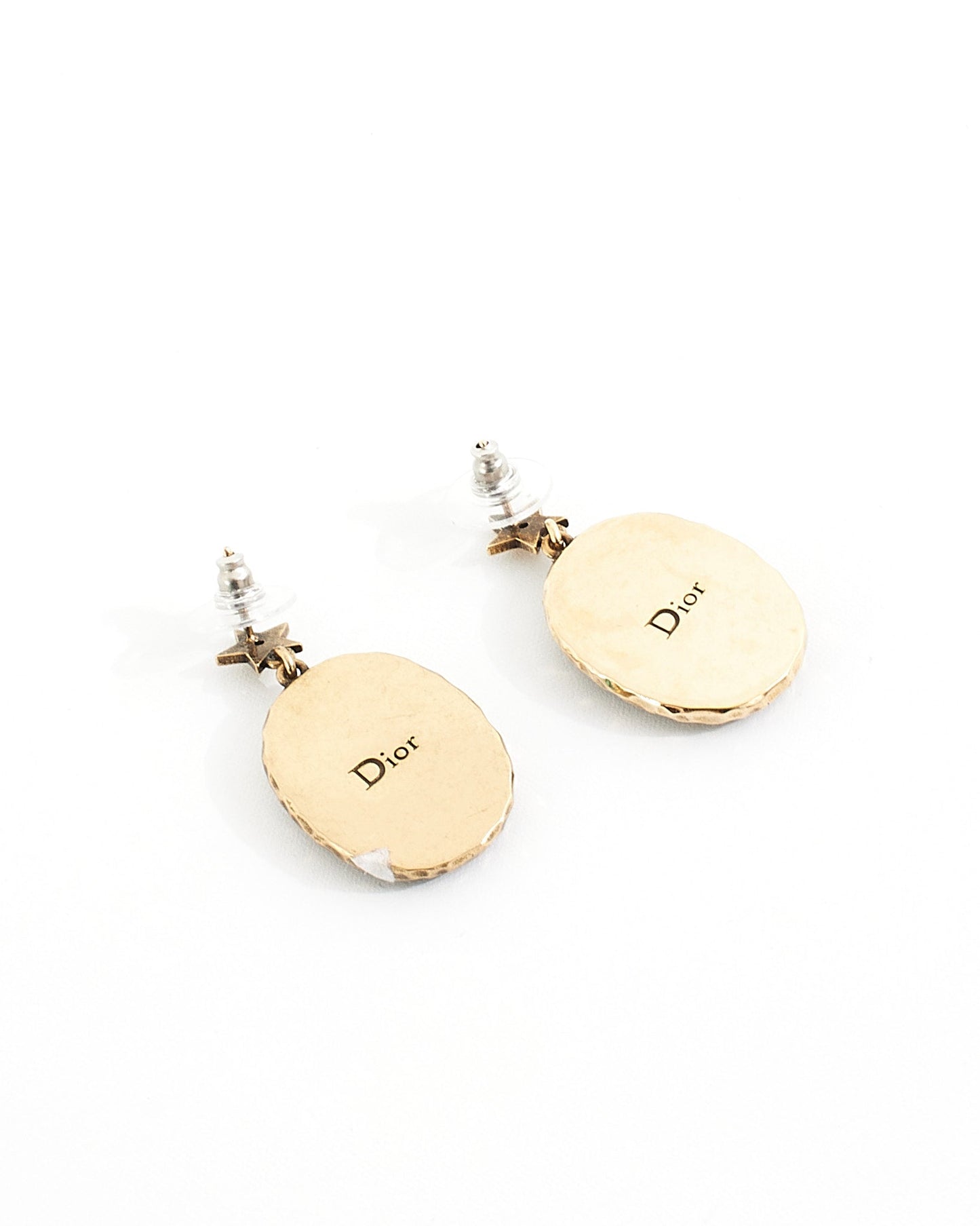 Dior Black Enamel Renaissance Woman Portrait Pendant Earrings