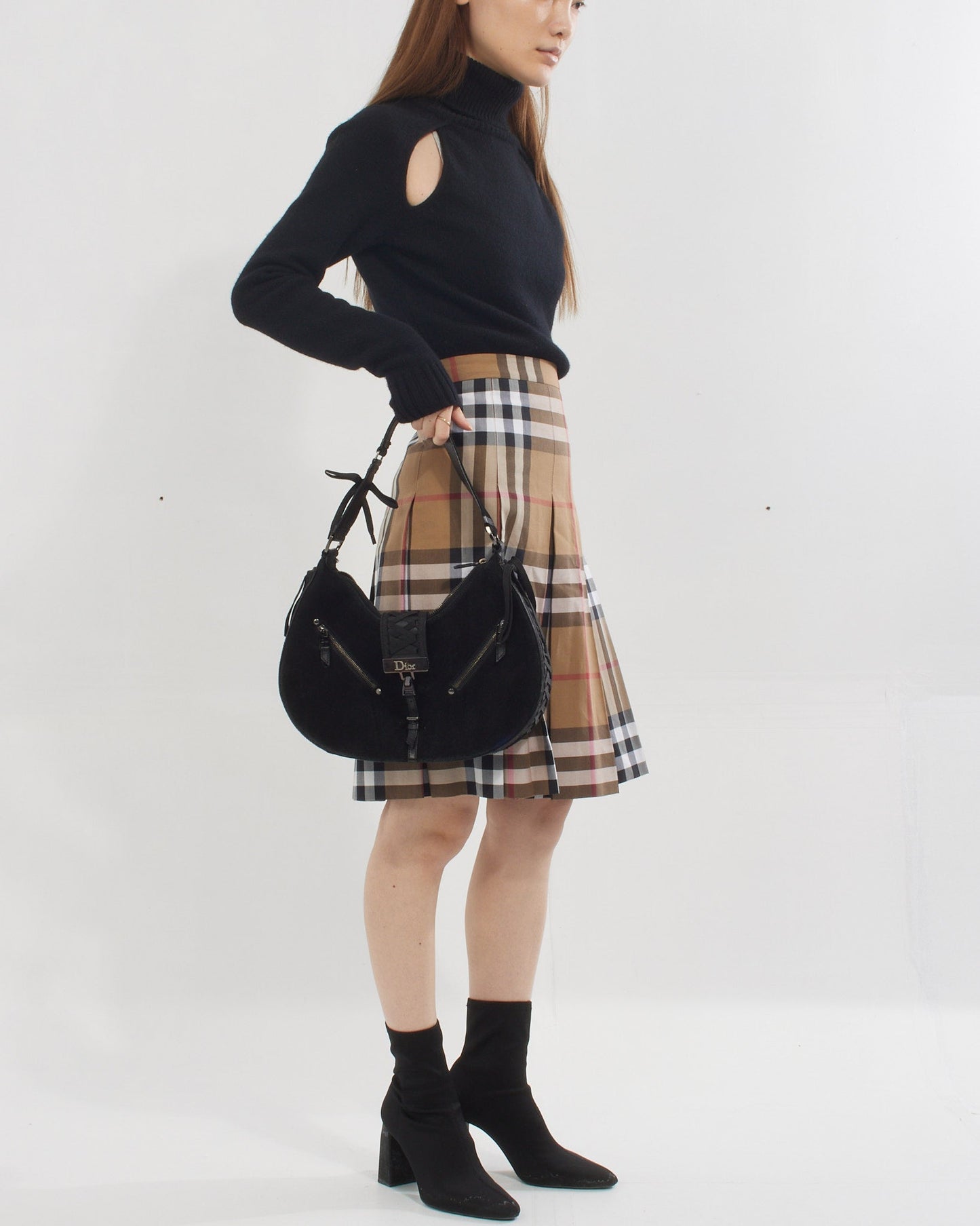 Dior Black Suede Corset Shoulder Bag