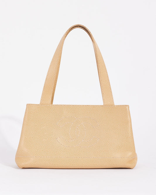 Chanel Beige Caviar Leather CC Logo Tote
