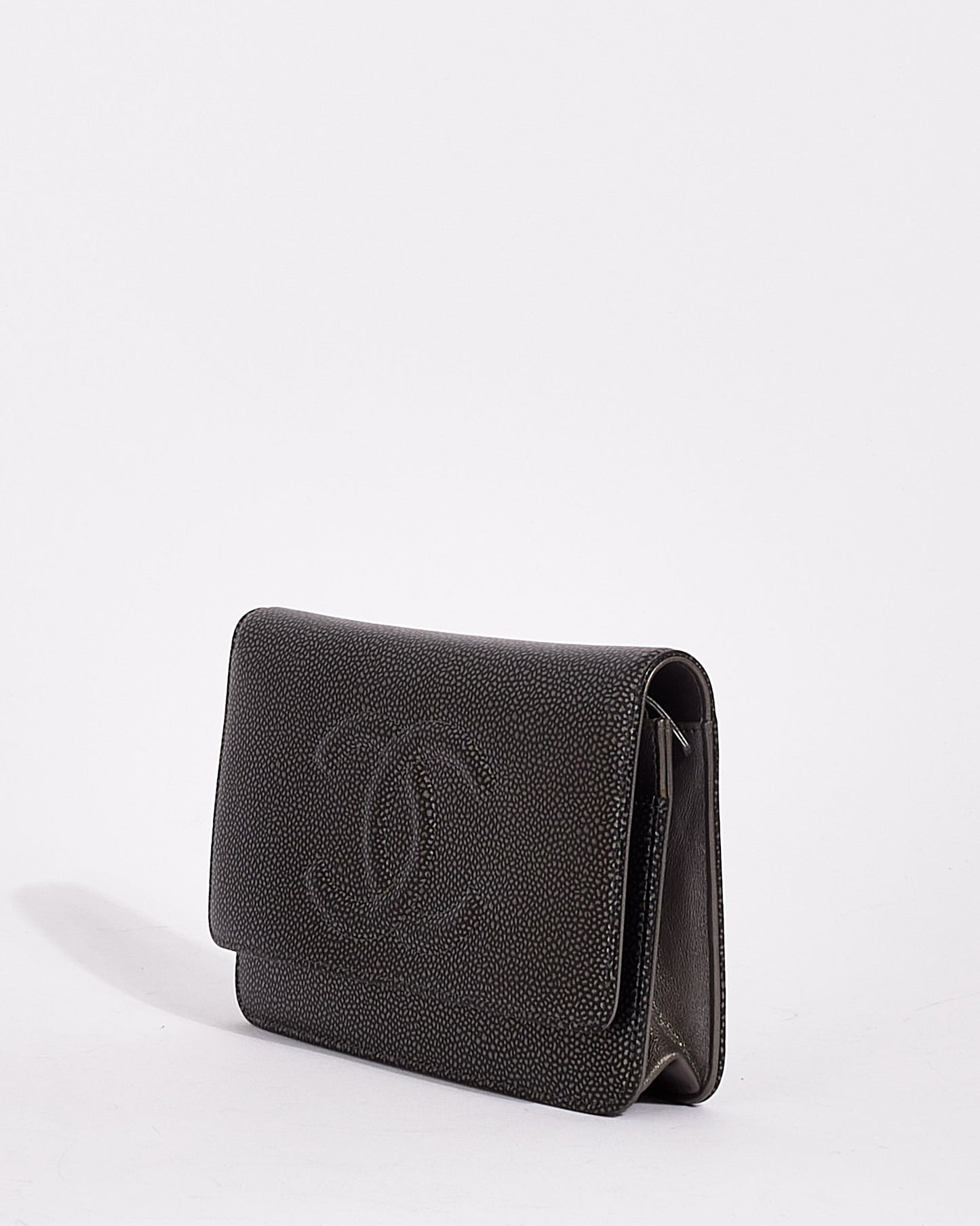 Chanel Dark Metallic Caviar Leather Timeless Wallet on Chain SHW