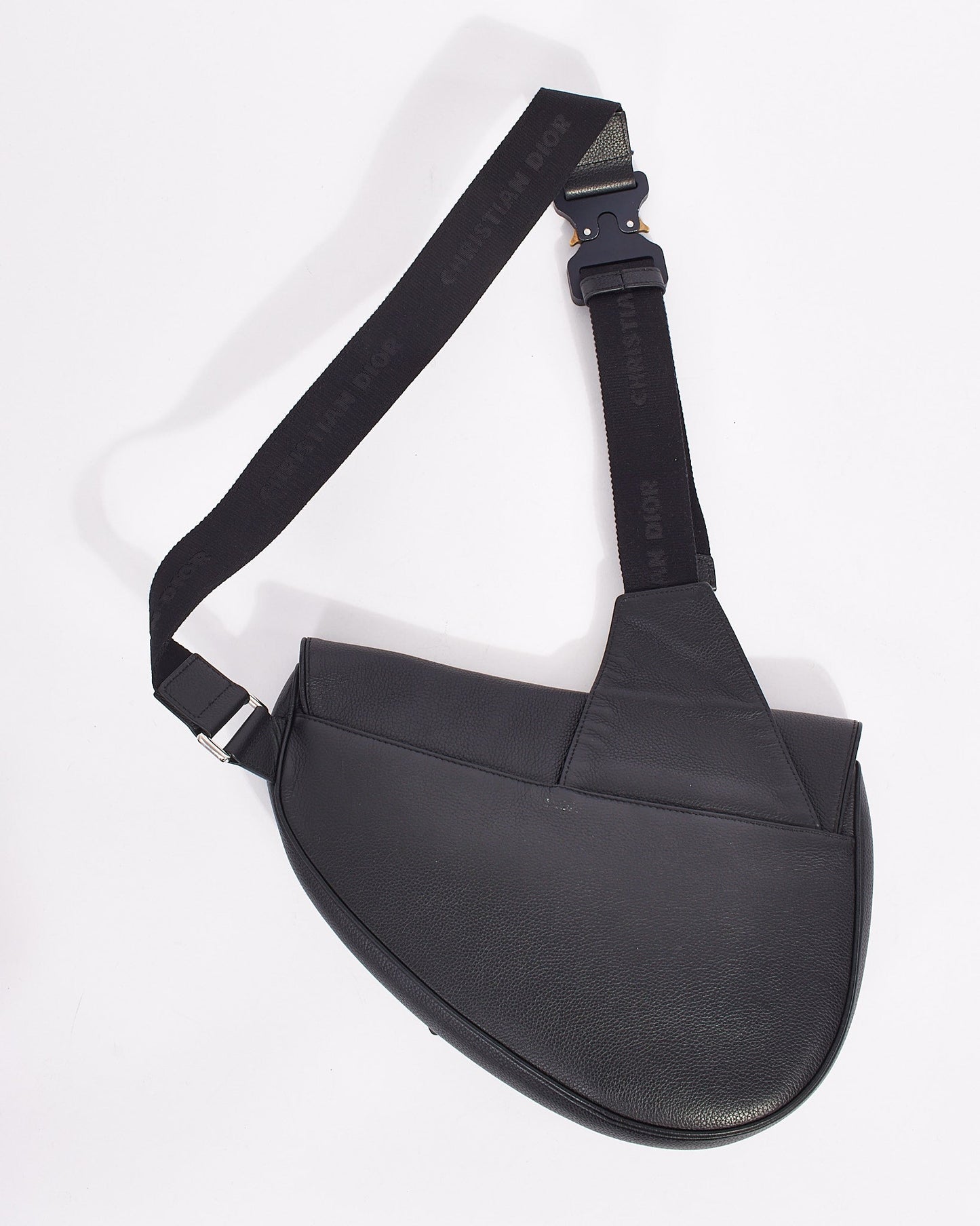 Dior Black Leather Large Saddle Bag