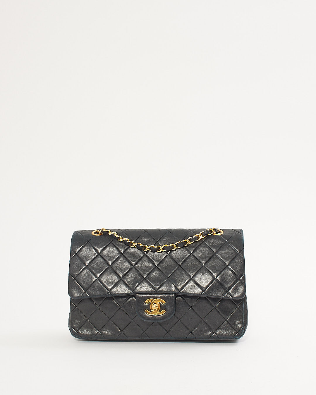 Chanel Black Lambskin Vintage 24K Gold Plated Medium Classic Double Flap Bag