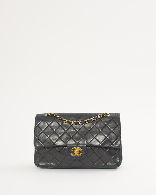 Chanel Black Lambskin Vintage 24K Gold Plated Medium Classic Double Flap Bag