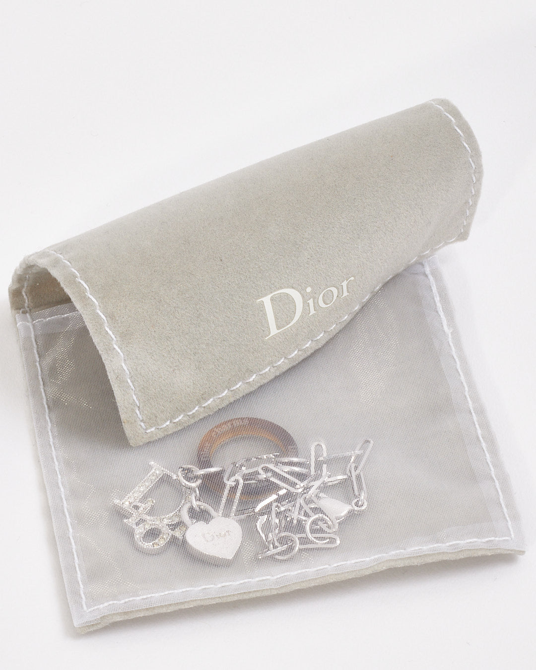 Dior Silver Link Chain Crystal Logo Bracelet