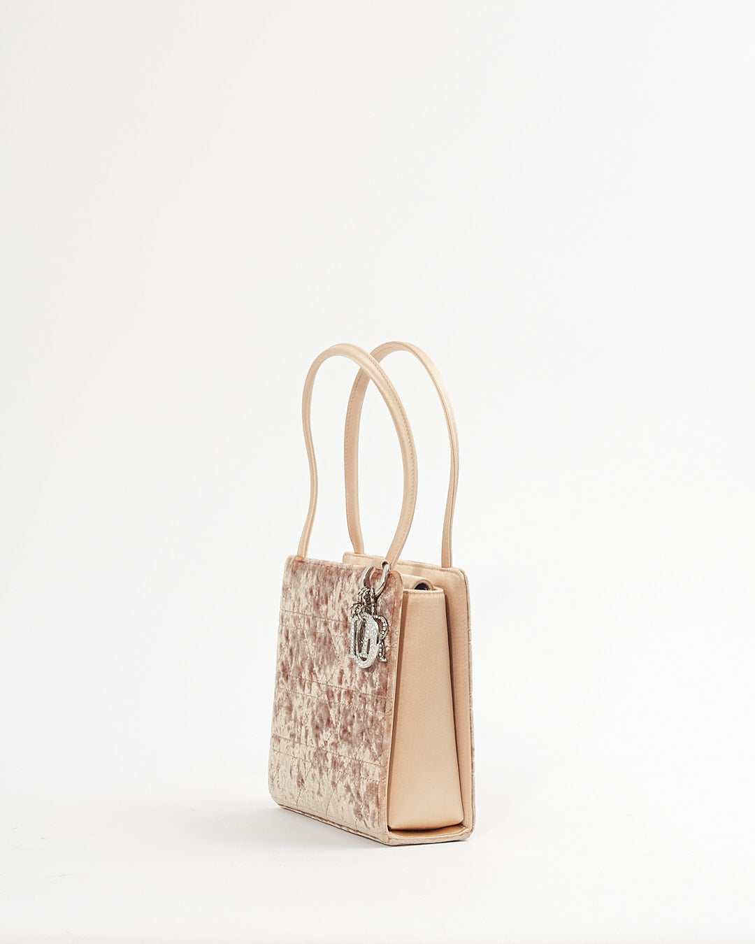 Dior Beige Satin/Velvet Cannage Top Handle Bag