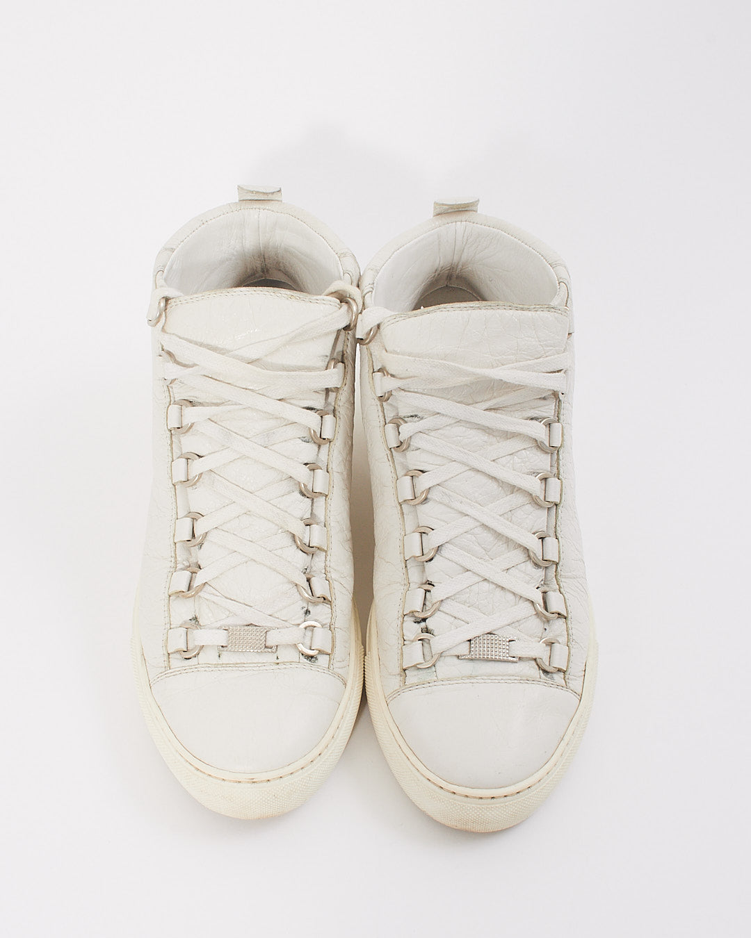 Balenciaga White Crinkle Leather Arena Sneakers - 39
