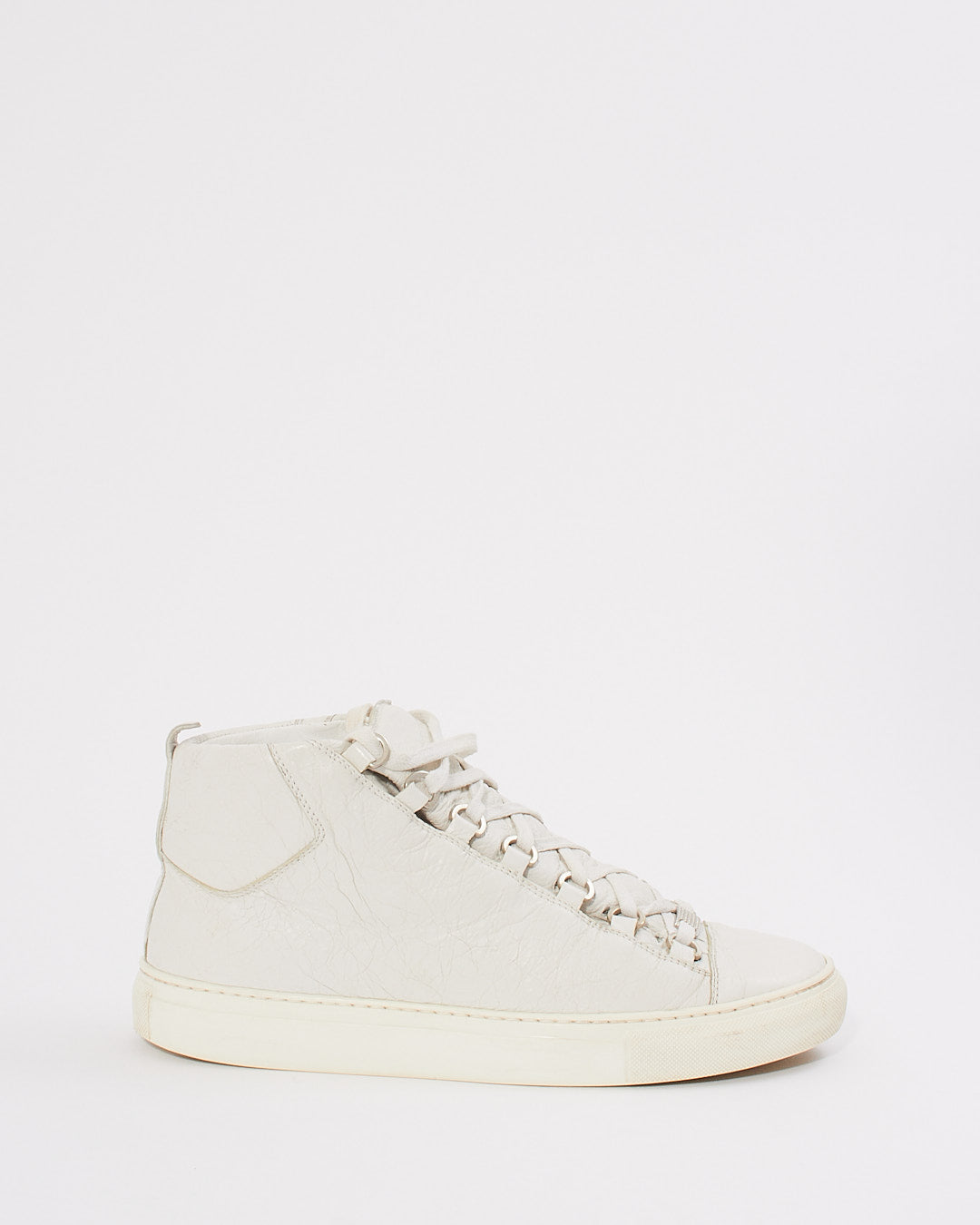 Balenciaga White Crinkle Leather Arena Sneakers - 39