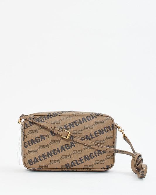 Balenciaga Brown Logo-Print Coated Canvas Camera Bag