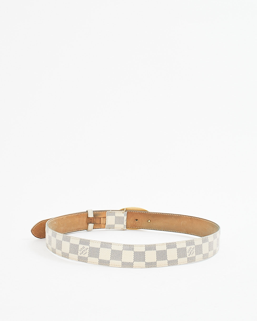 Louis Vuitton Damier Azur Oval Logo Buckle Belt - 90