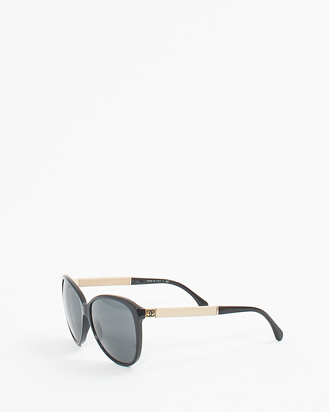 Chanel Black/Beige Quilted Cat Eye Sunglasses