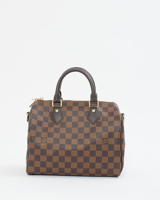 Louis Vuitton Damier Ebene Canvas Speedy 25 Bandouliere Bag