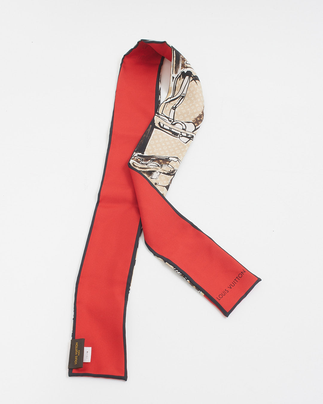 Louis Vuitton Red/Black Trunks Silk Bandeau