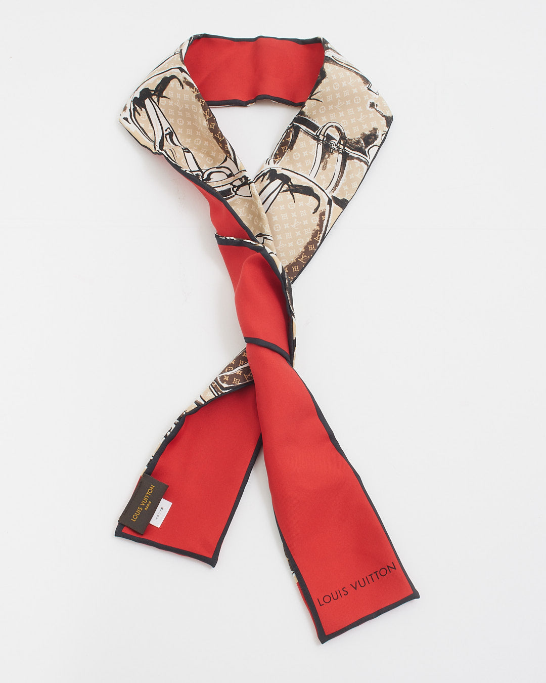 Louis Vuitton Red/Black Trunks Silk Bandeau
