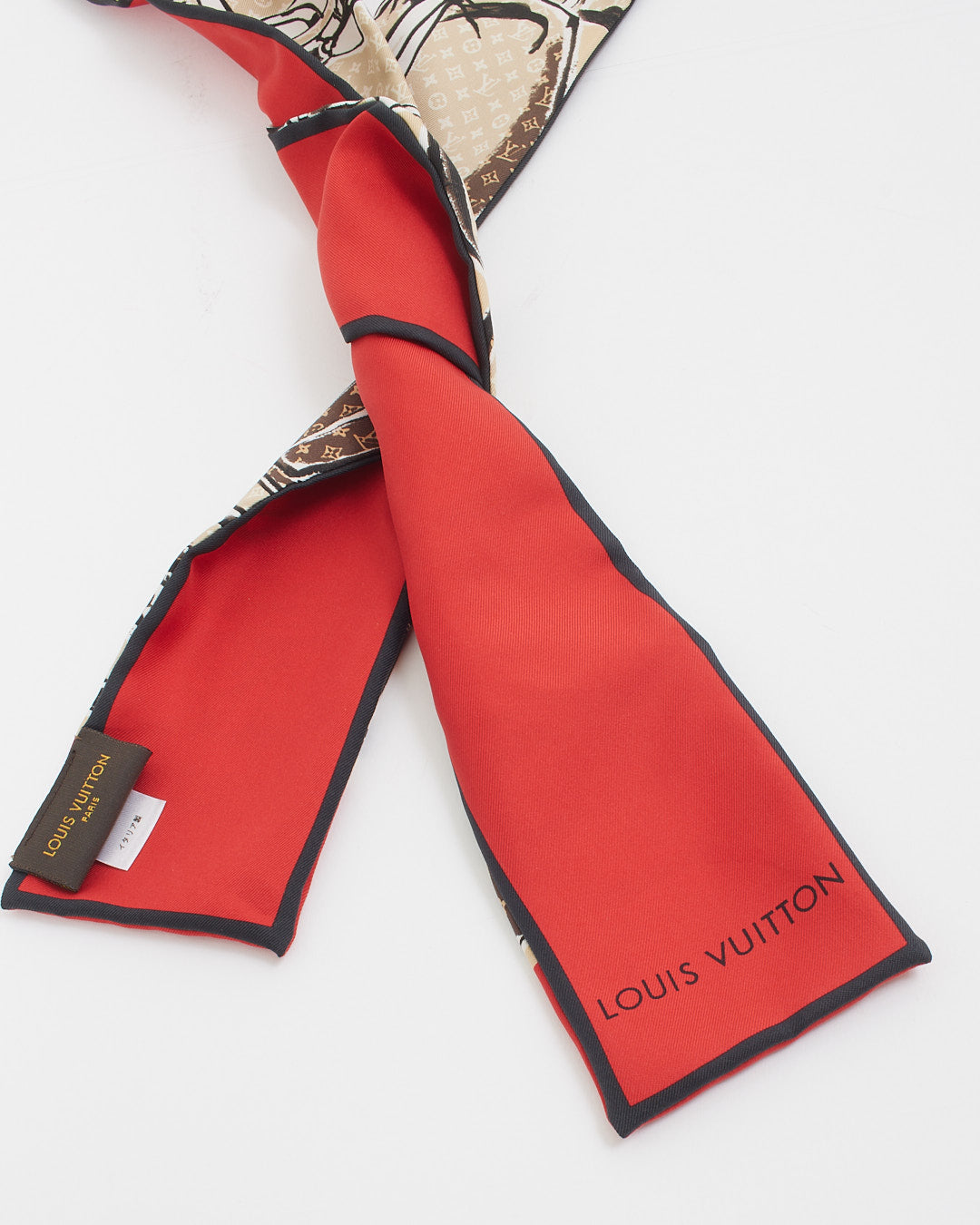 Louis Vuitton Red/Black Trunks Silk Bandeau
