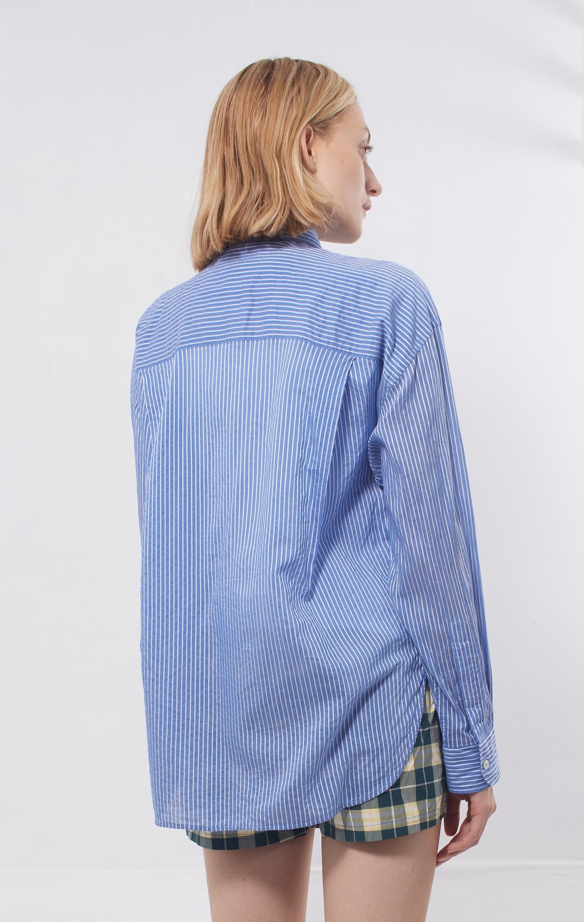 Balenciaga Blue/White Stripe Button Down Blouse - 32