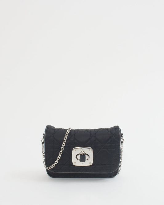 Dior Black Satin Cannage Crossbody Bag
