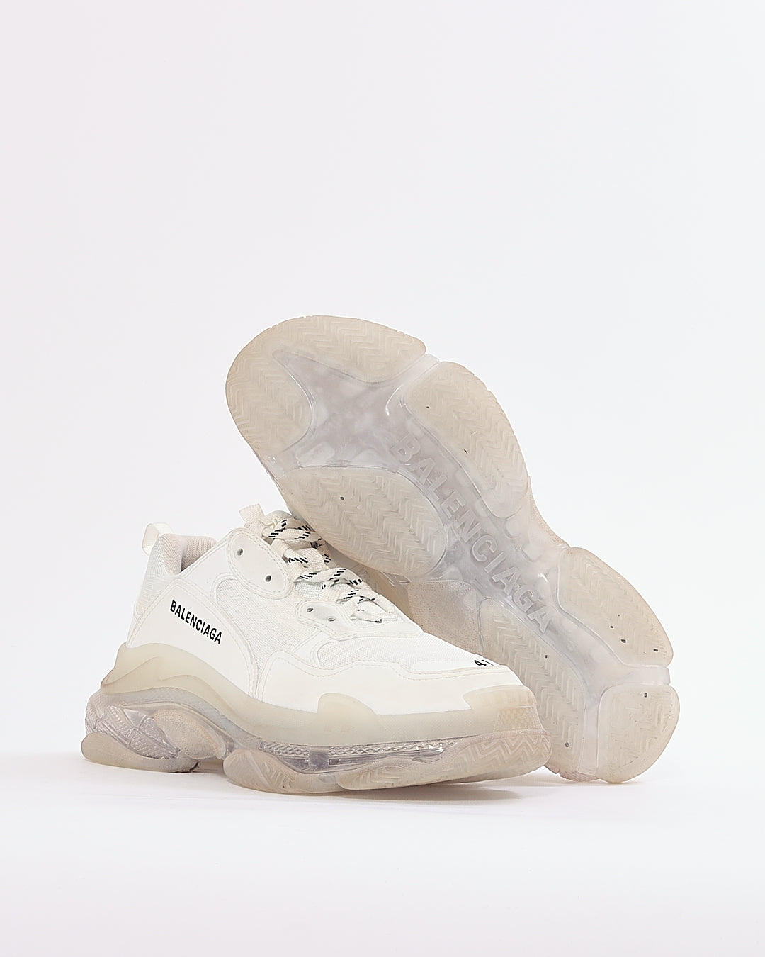 Balenciaga White Fabric/Leather Triple S Women - 41