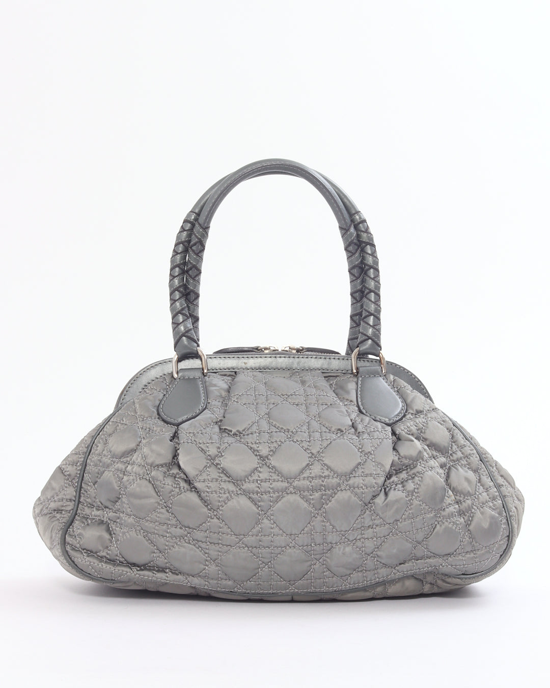 Dior Vintage Grey Satin Mini Lady Boston Braided Handle Bag
