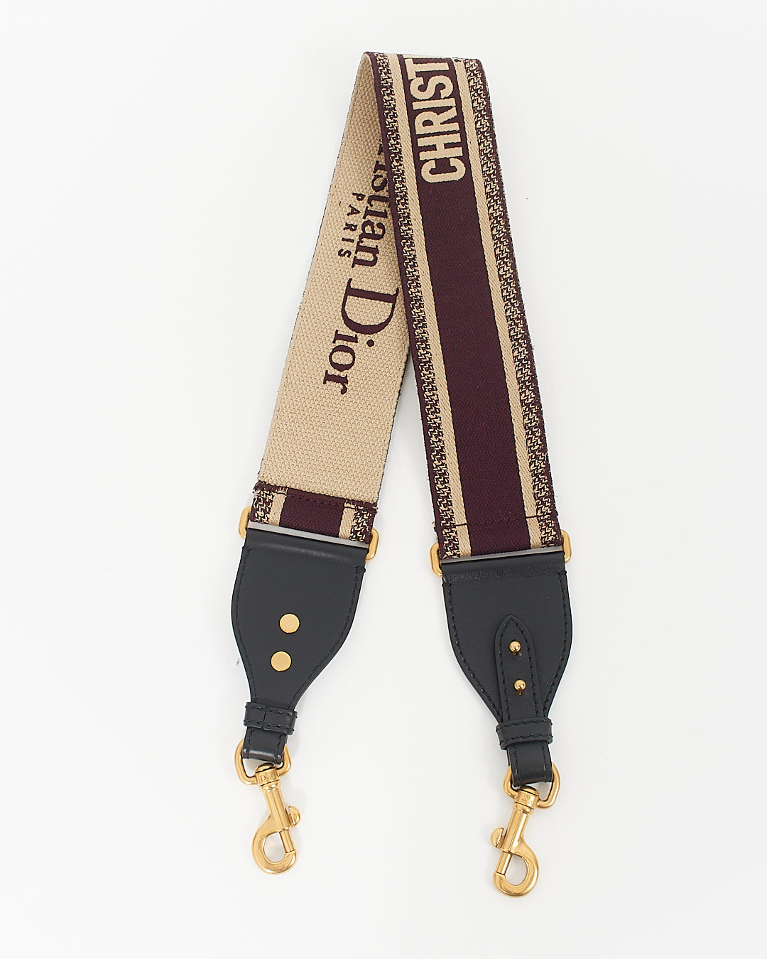 Dior Burgundy and Beige Canvas Guitar Strap