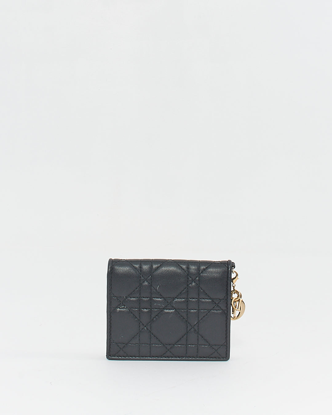 Dior Black Calfskin Cannage Mini Lady Dior Wallet