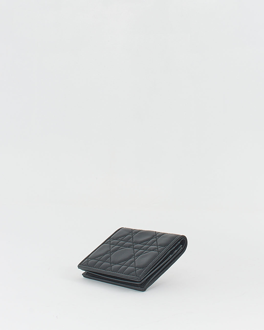 Dior Black Calfskin Cannage Mini Lady Dior Wallet
