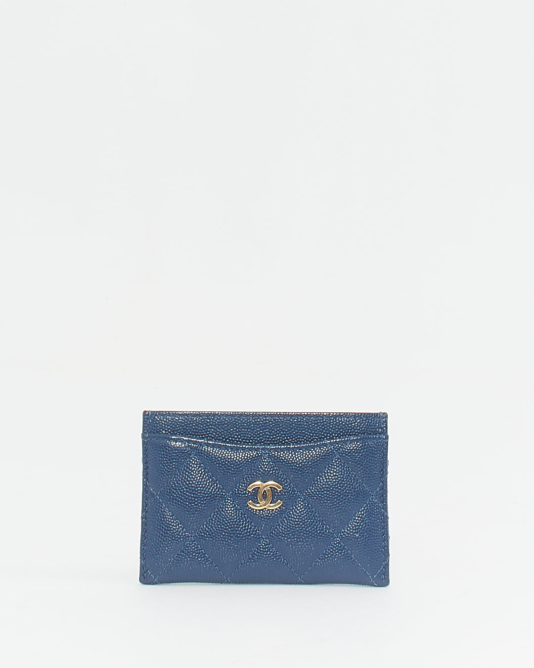 Chanel Navy Blue Caviar Leather Card Holder