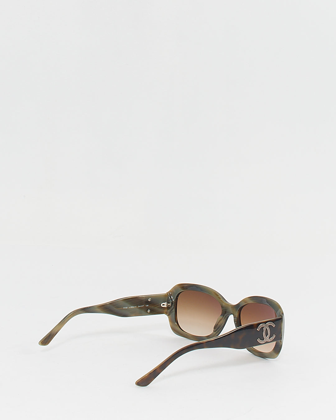 Chanel Vintage Green/Tortoise Rhinestone Logo 5102 Sunglasses