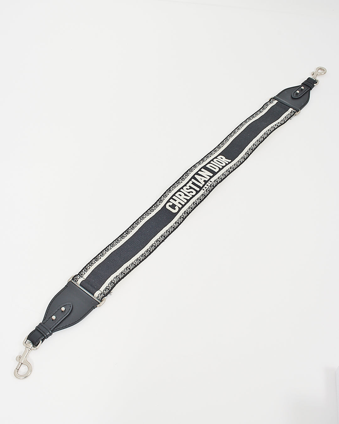 Dior Black & White Embroidery Guitar Strap