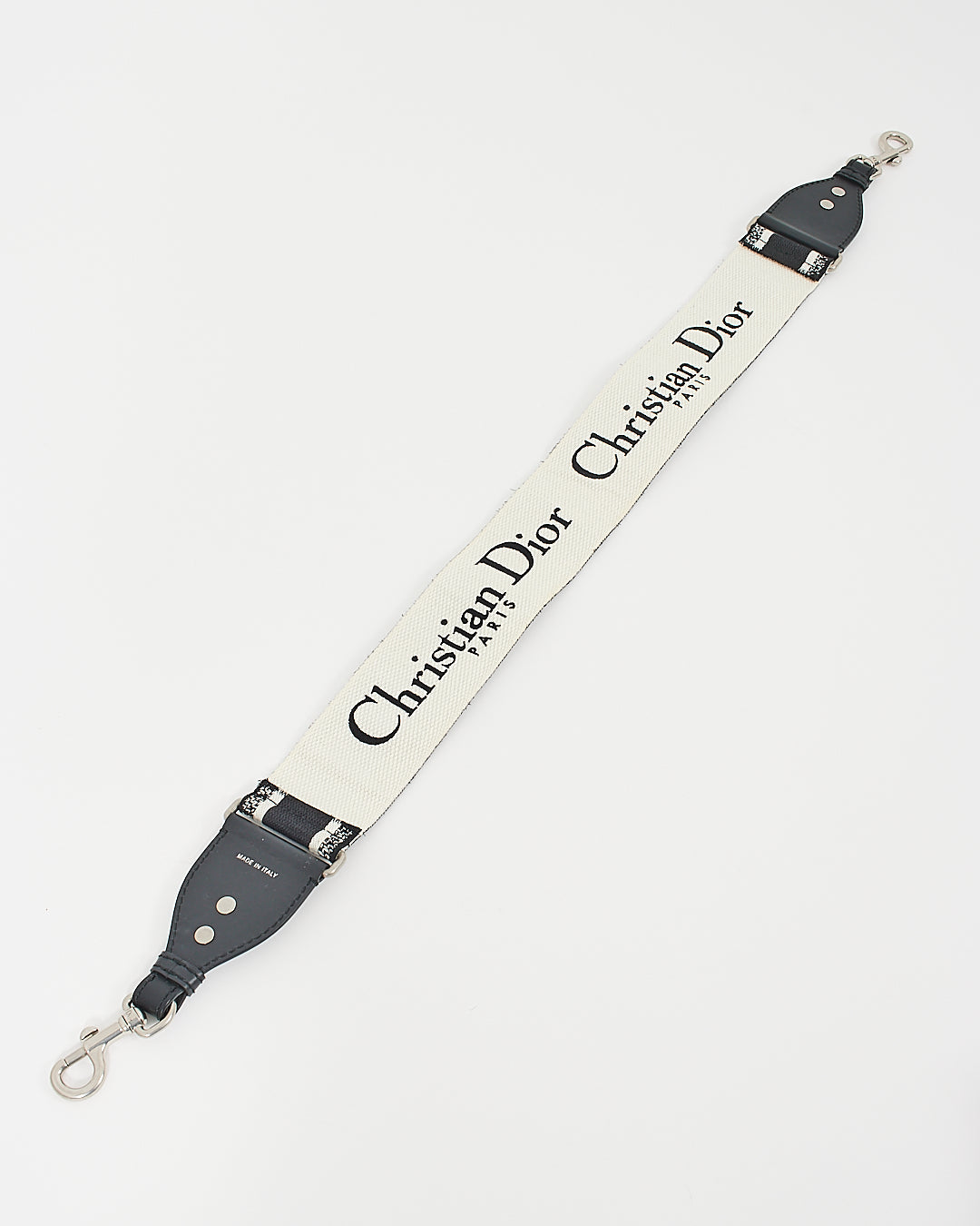 Dior Black & White Embroidery Guitar Strap