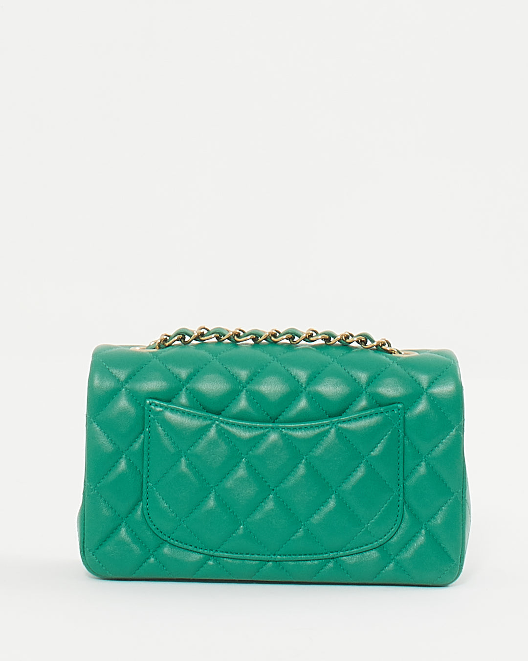Chanel Emerald Green Lambskin Mini Rectangular Classic Flap Bag