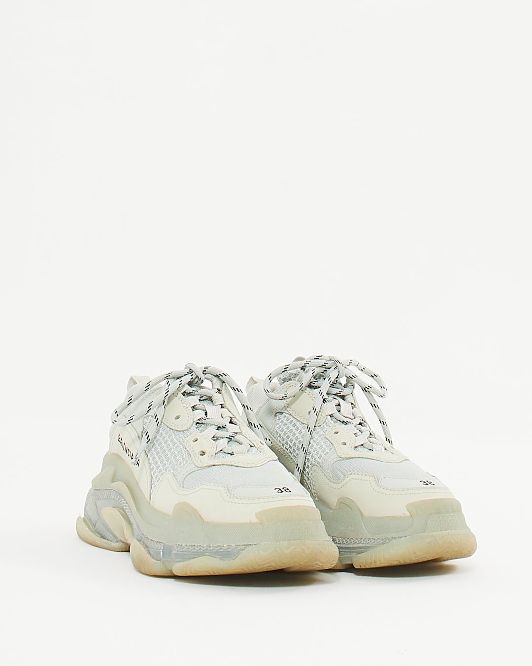 Balenciaga Grey Fabric/Leather Triple S Women Sneakers -  38