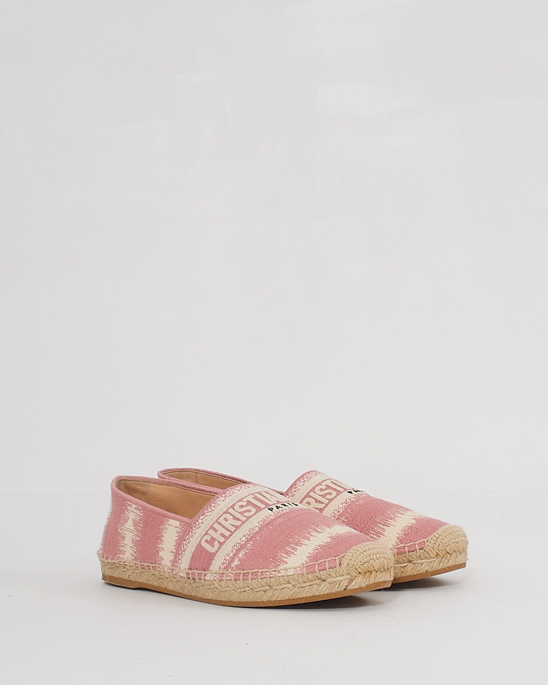 Dior Pink Canvas Logo Printed Espadrilles - 39