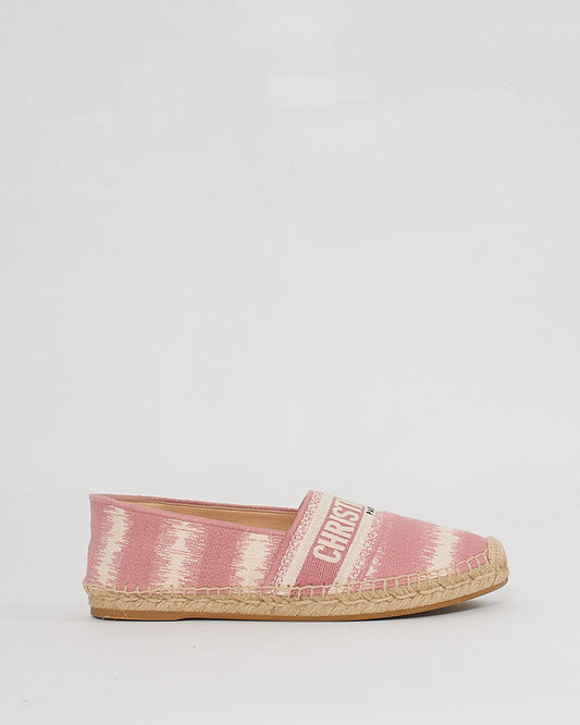 Dior Pink Canvas Logo Printed Espadrilles - 39