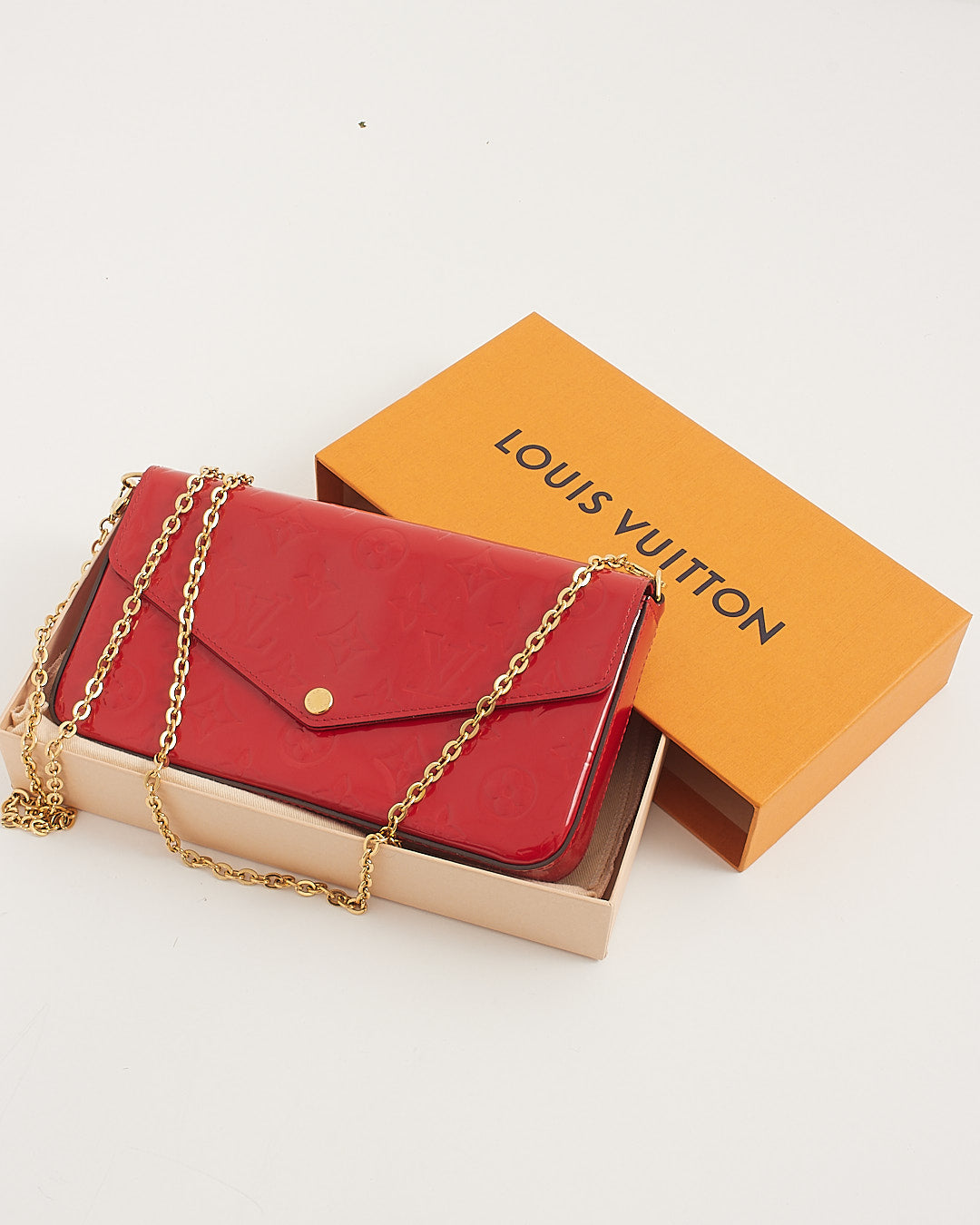 Louis Vuitton Red/Pink (Framboise) Monogram Vernis Felicie Pochette Bag