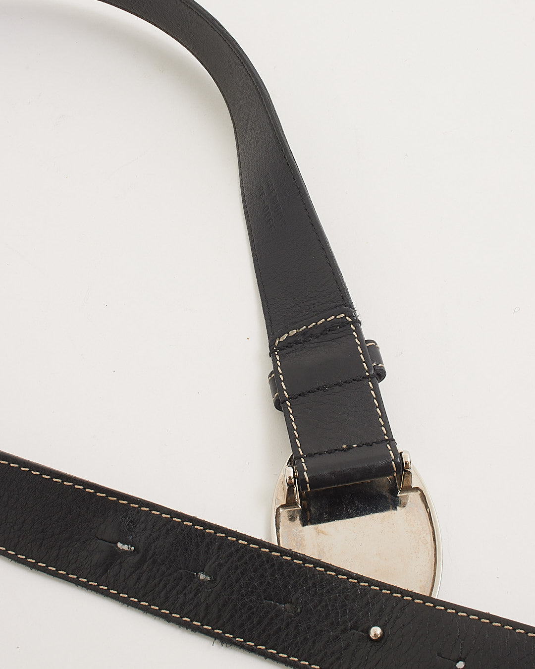 Dior Black Leather CD Logo Buckle Belt - 90