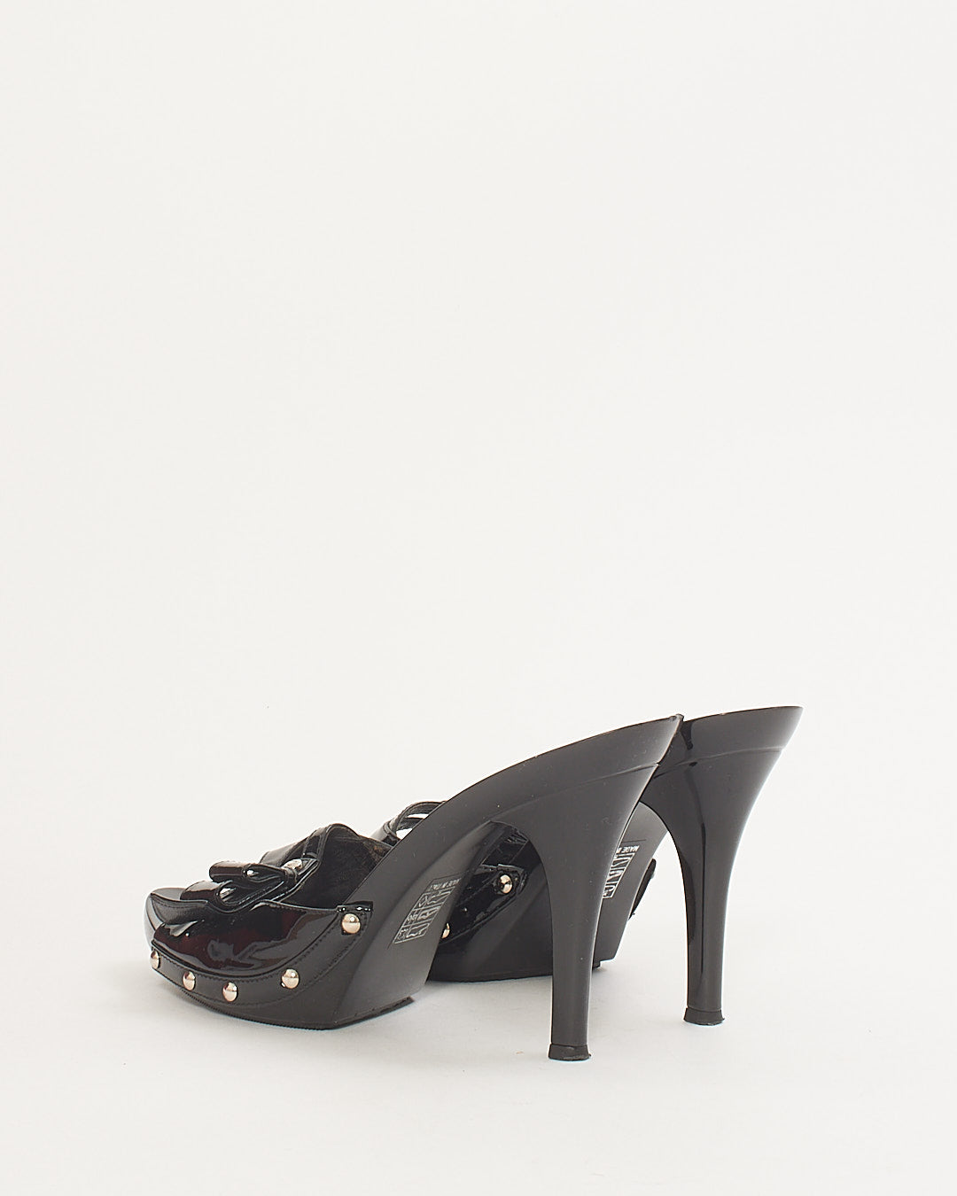 Dior Black Patent Leather Bow Heeled Sandals - 38.5