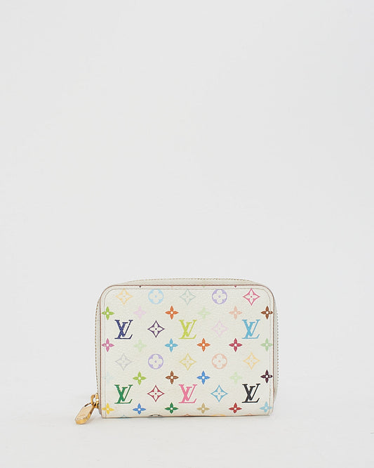 Louis Vuitton White Monogram Multicolore Small Zippy Coin Purse Wallet