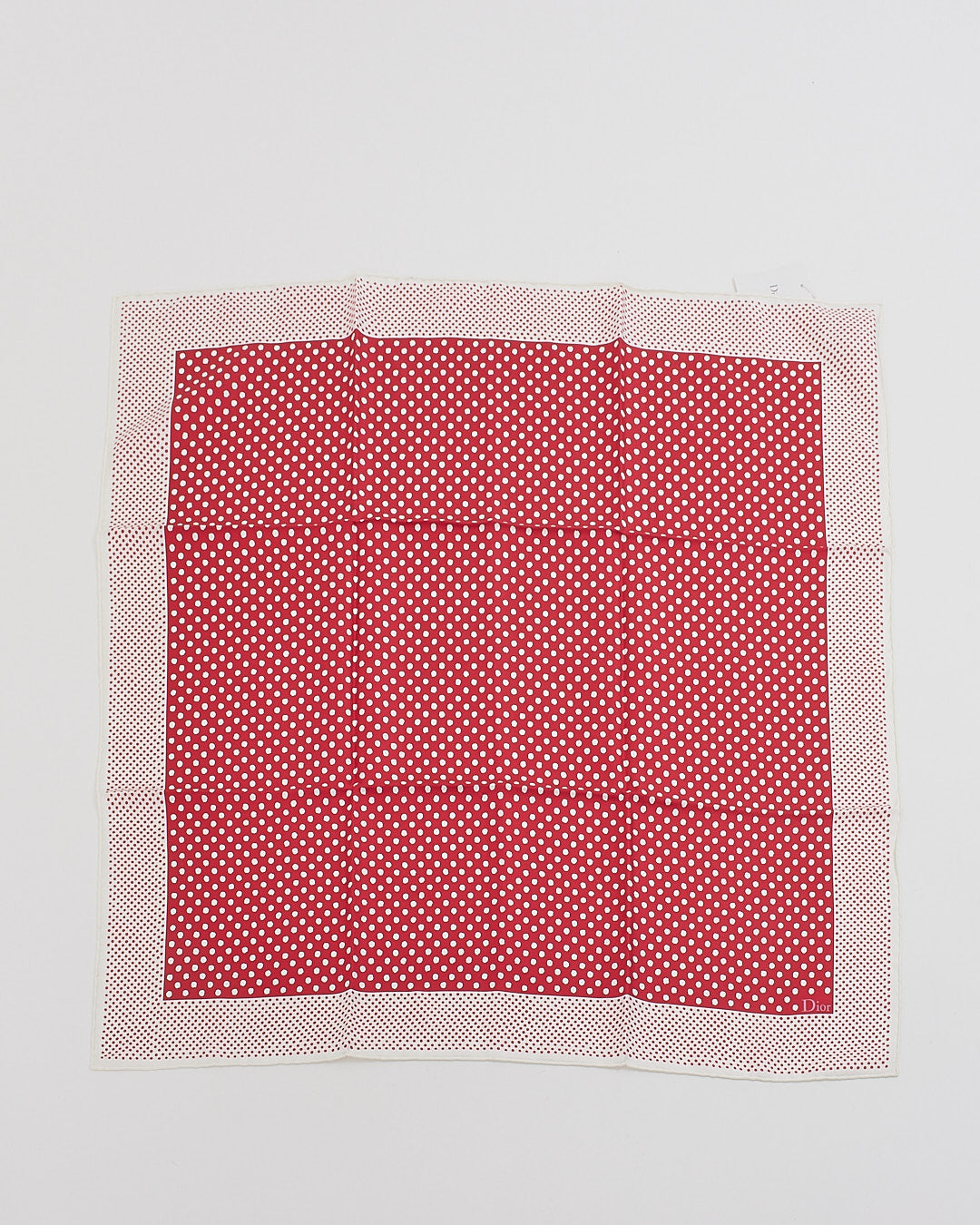 Dior Red Polka-Dot Silk Scarf