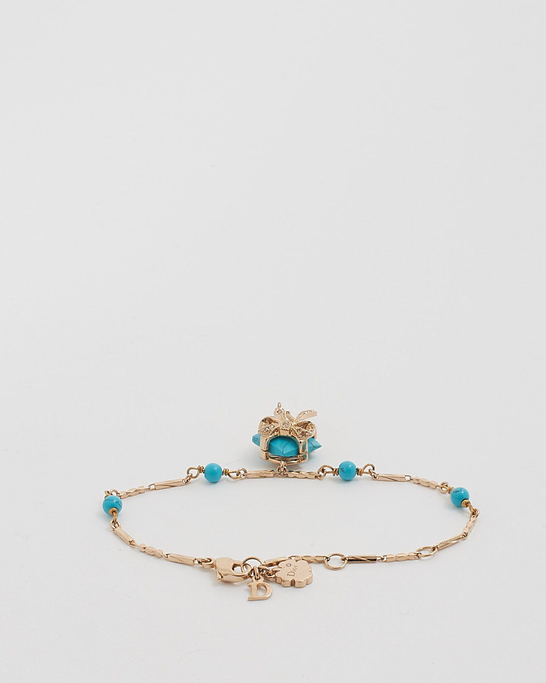 Dior Gold / Blue Present D Charm Bracelet