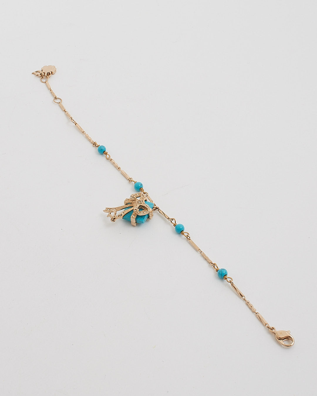 Dior Gold / Blue Present D Charm Bracelet
