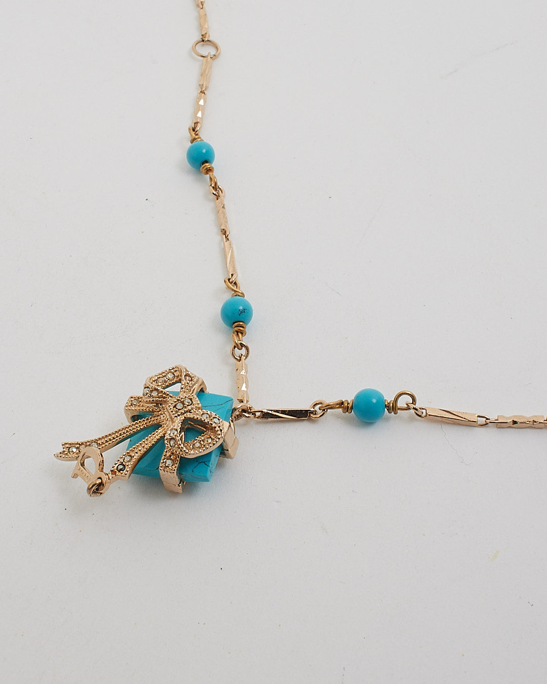 Dior Gold / Blue Present D Charm Bracelet