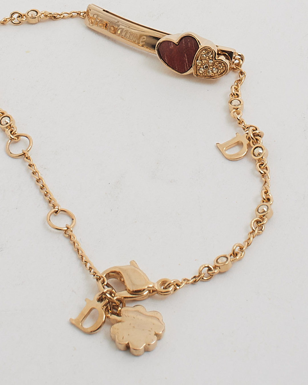 Dior Gold Je T'aime Heart Charm Bracelet