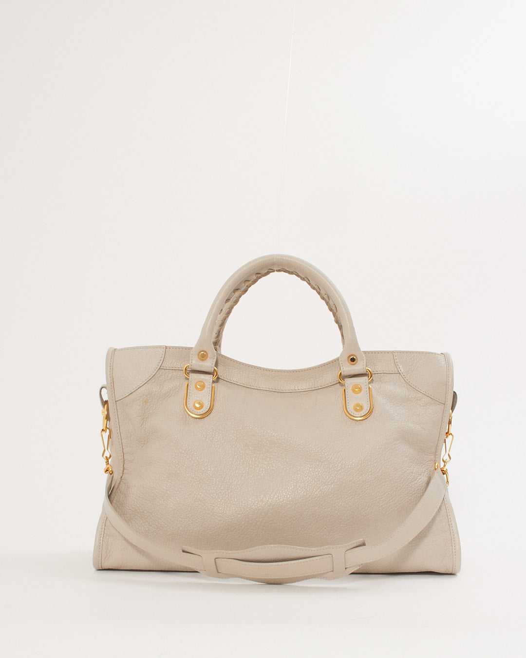 Balenciaga Light Grey Motocross Metallic Edge City Bag