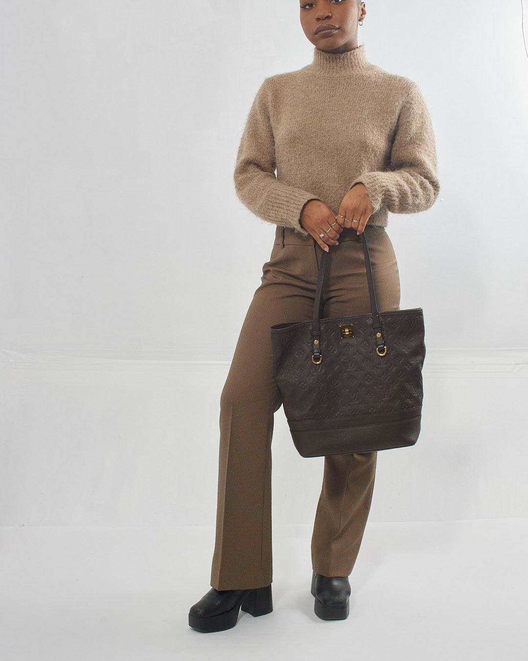 Louis Vuitton Brown Monogram Empreinte Leather Citadine PM Tote Bag