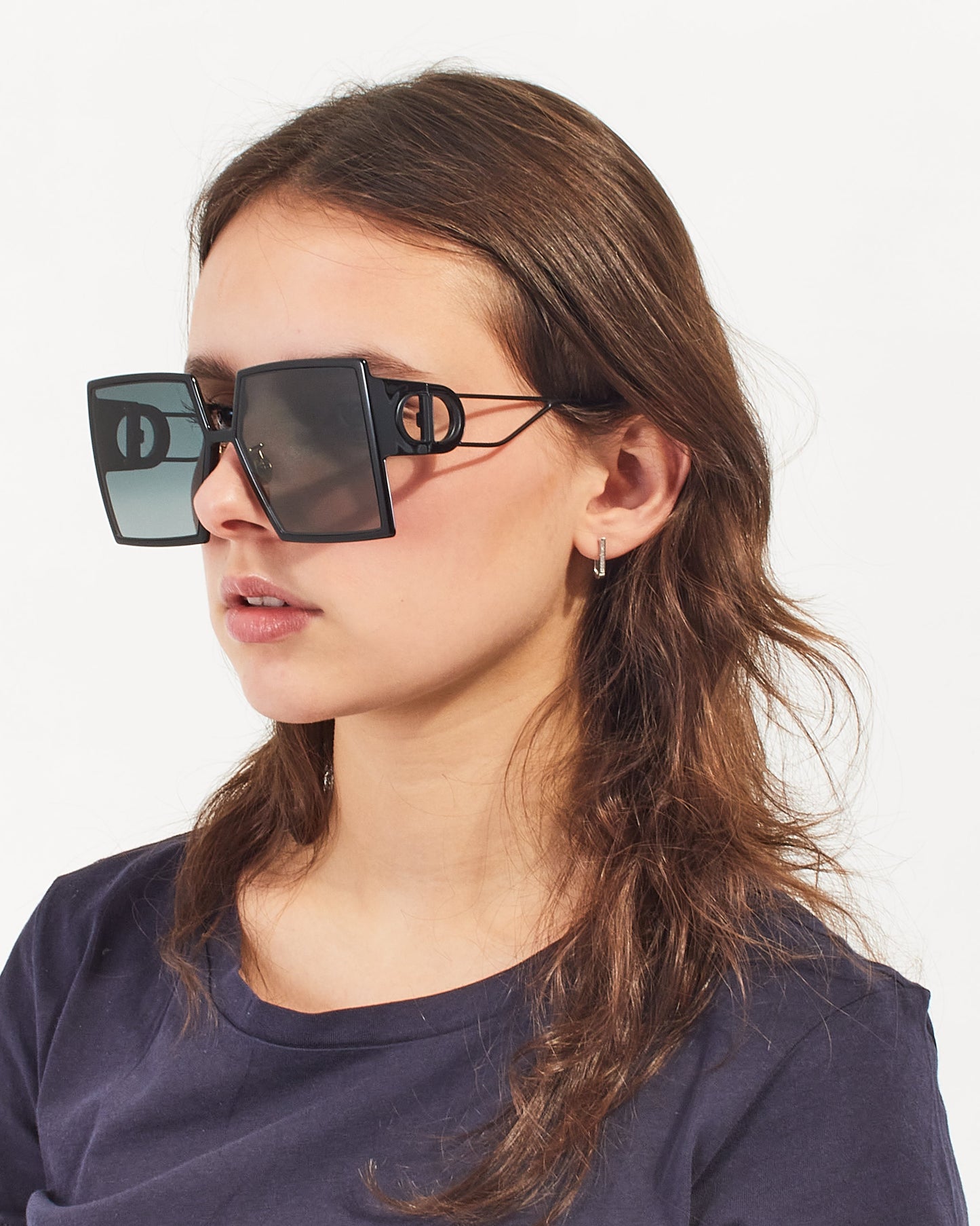 Dior Black Acetate 30Montaigne 80711 Square Sunglasses